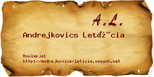 Andrejkovics Letícia névjegykártya